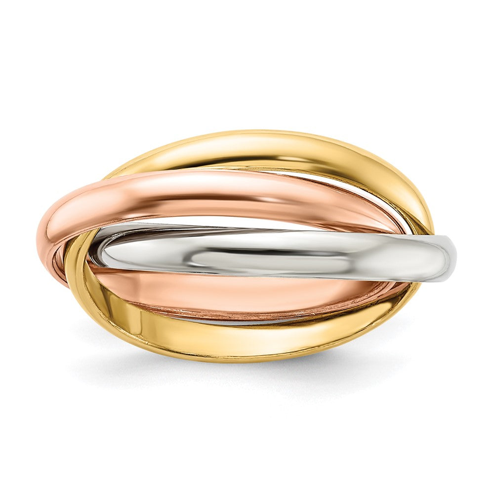 14k Tri-color Gold Polished Rolling Ring