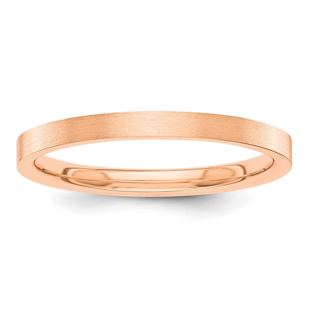 Solid 18K Rose Gold 2mm Flat Satin Men's/Women's Wedding Band Ring Size 4.5