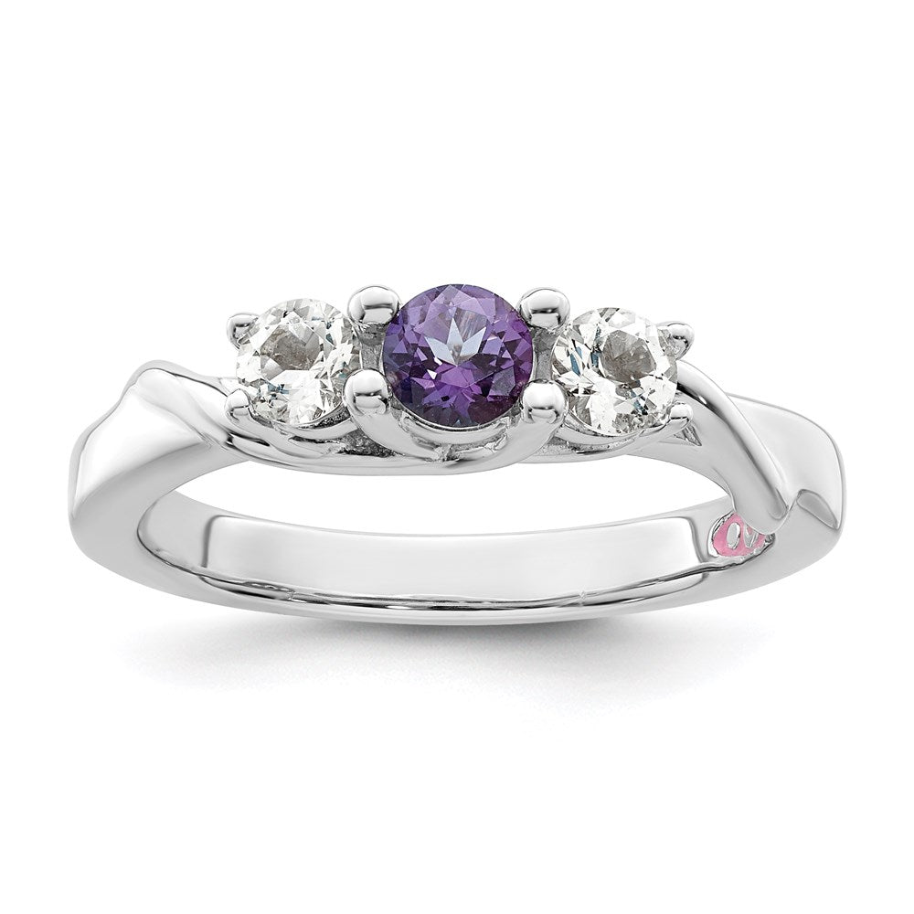 Survivor Collection Sterling Silver Rhodium-plated White and Purple Swarovski Topaz Joanna Ring