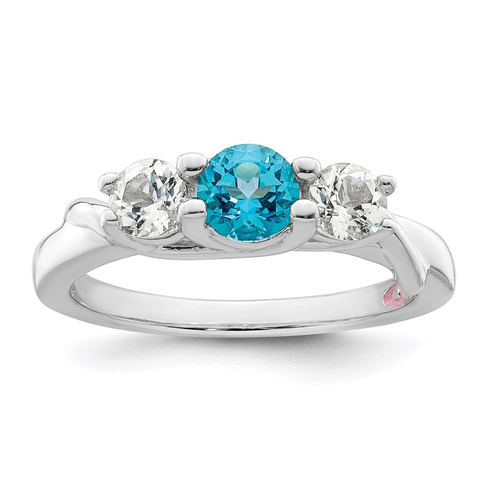 10k White Goldw Survivor Collection Clear & Blue Swarovski Topaz Joanna Ring