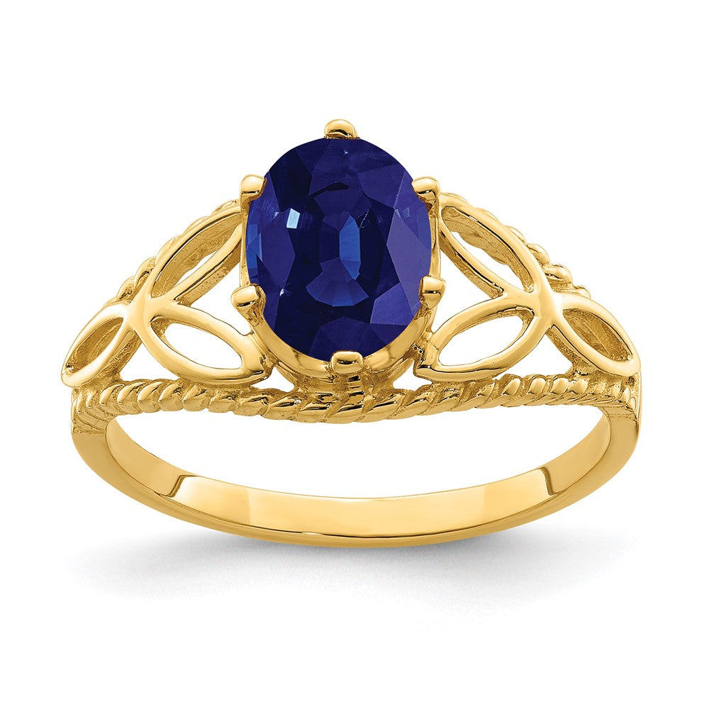 14K Yellow Gold 8x6mm Oval Sapphire ring