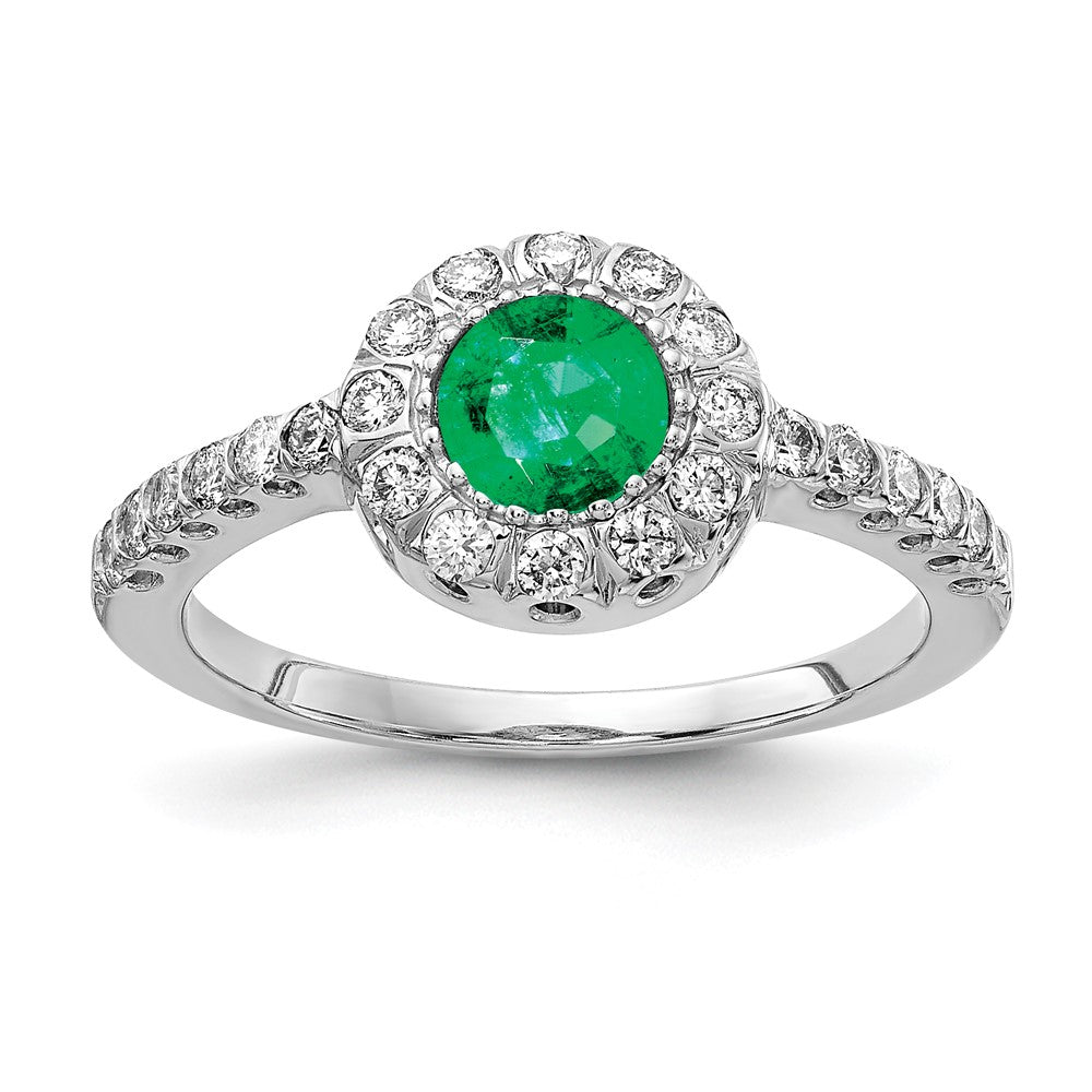 14k White Gold 5mm Emerald A Real Diamond ring