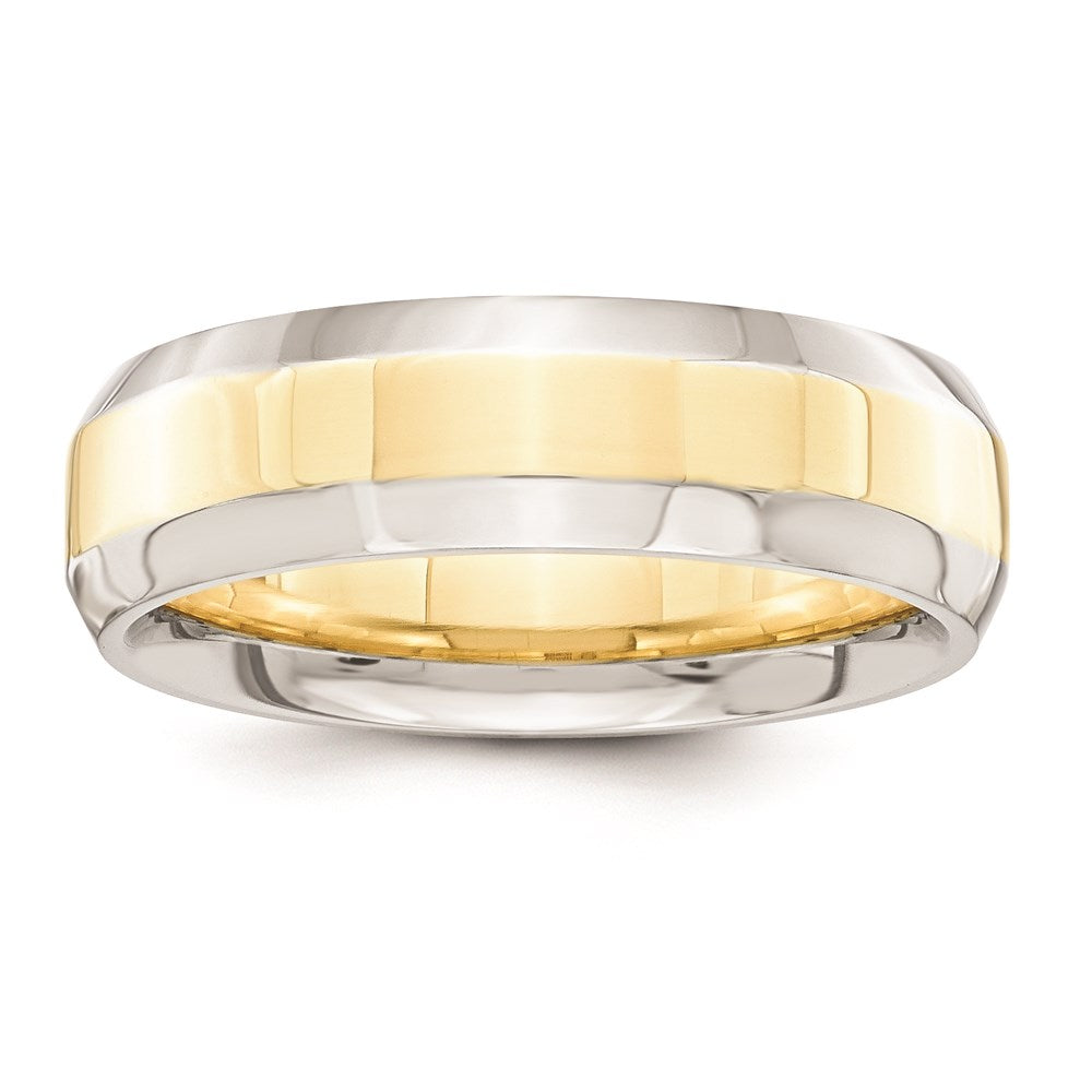 Solid 10K Yellow Gold Two-Tone 6mm Domed Size 5 Wedding Men's/Women's Wedding Band Ring