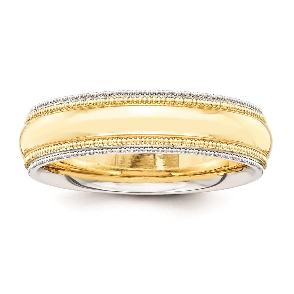 Solid 18K Yellow Gold Two-Tone 5mm Milgrained-Edged Size 7 Wedding Men's/Women's Wedding Ban