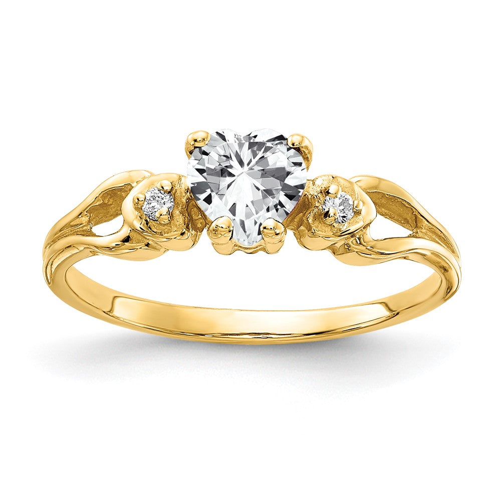 14K Yellow Gold 5mm Heart Cubic Zirconia A Real Diamond ring
