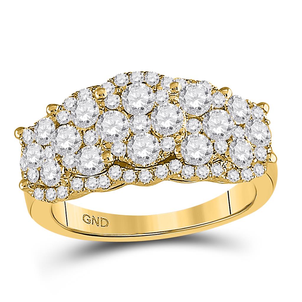 14k Yellow Gold Round Diamond Vintage-Inspired Fashion Ring 2 Cttw