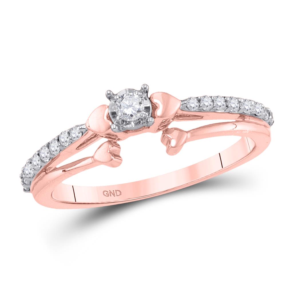 10k Rose Gold Round Diamond Solitaire Promise Ring 1/4 Cttw