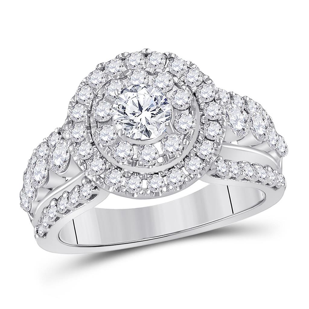 14k White Gold Round Diamond Solitaire Bridal Engagement Ring 2 Cttw (Certified)