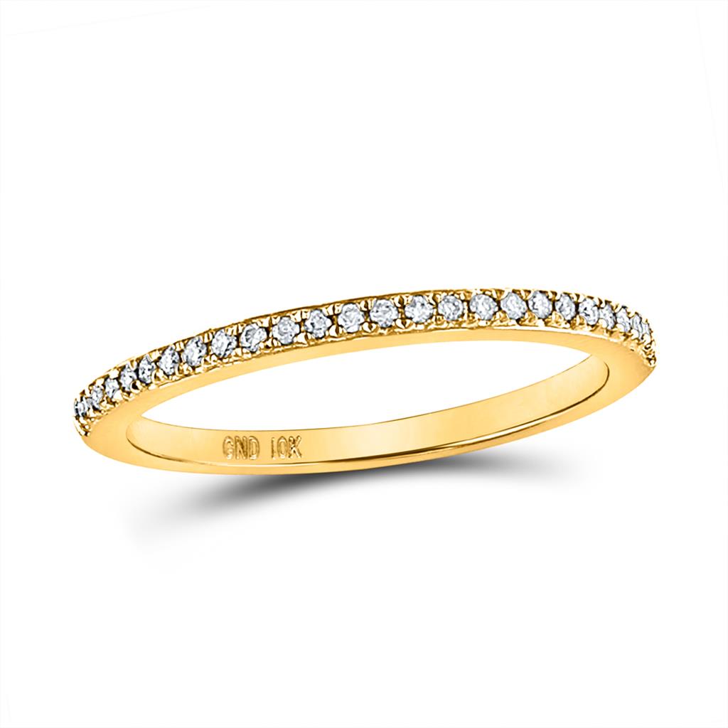 14kt Yellow Gold Round Diamond Single Row Stackable Band Ring 1/8 Cttw