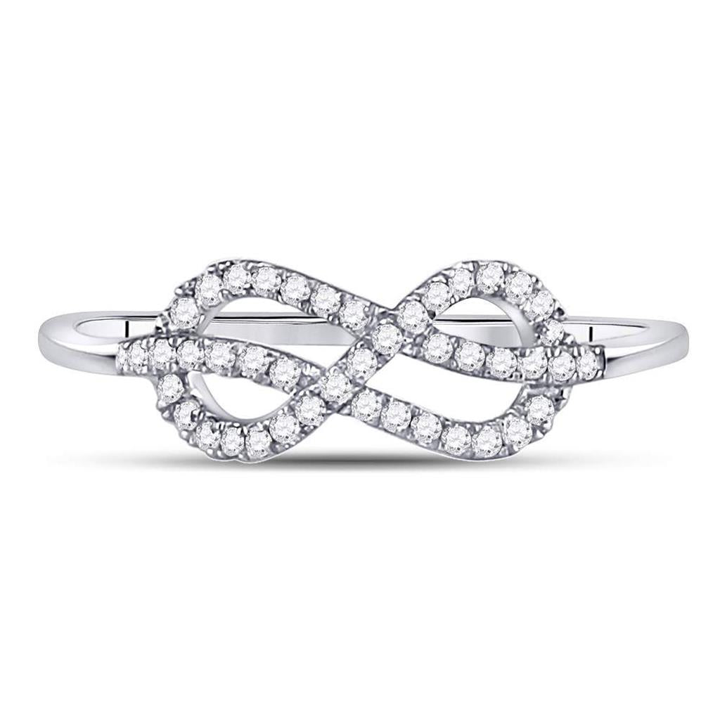 14k White Gold Round Diamond Infinity Fashion Ring 1/6 Cttw