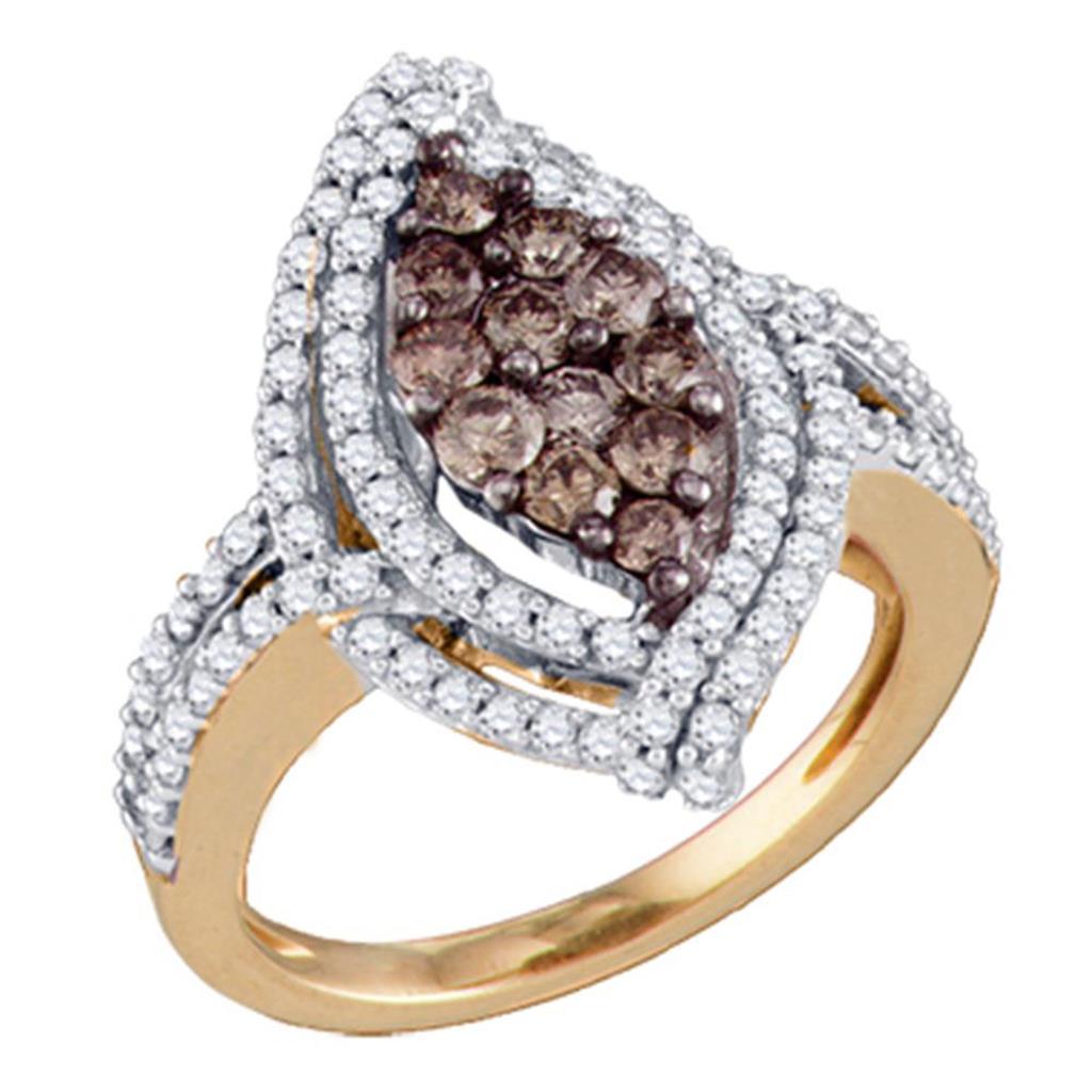 10k Rose Gold Round Brown Diamond Fashion Ring 1-5/8 Cttw