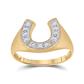 10k Yellow Gold Round Diamond Lucky Horseshoe Ring 1/20 Cttw