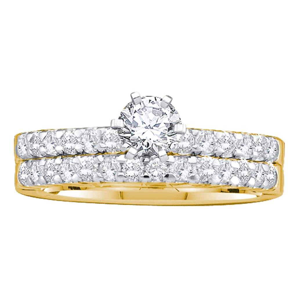 14k Yellow Gold Round Diamond Bridal Wedding Ring Set 1 Cttw (Certified)