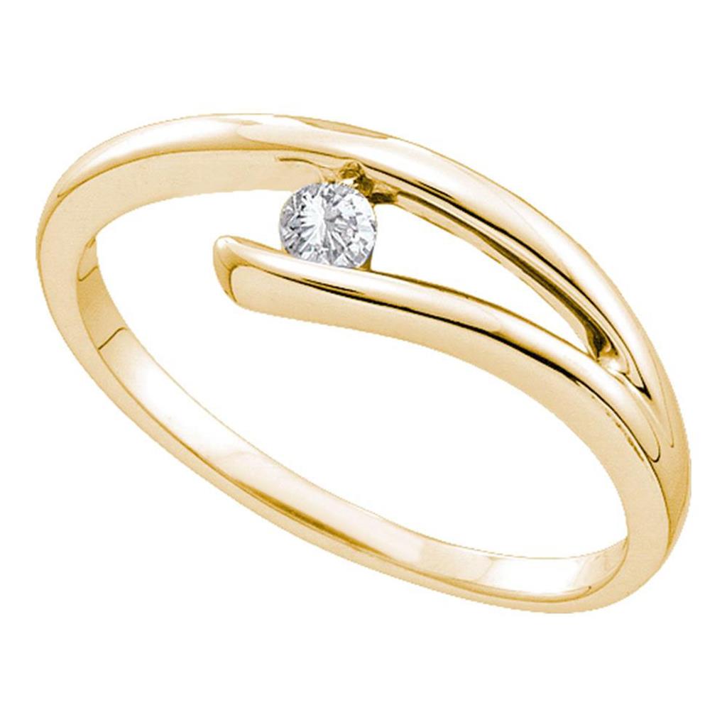 10k Yellow Gold Round Diamond Solitaire Promise Ring 1/10 Cttw