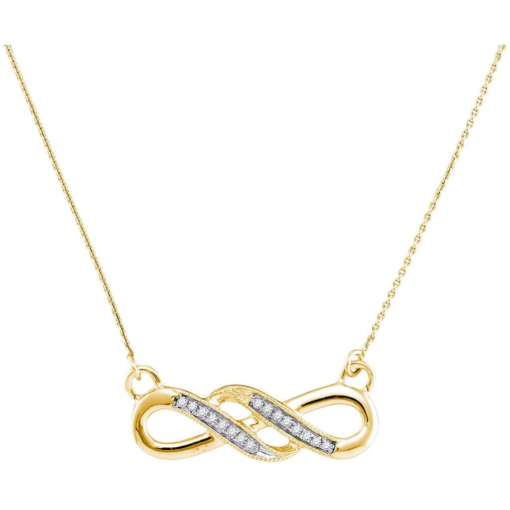 10k Yellow Gold Round Diamond Infinity Pendant Necklace 1/20 Cttw