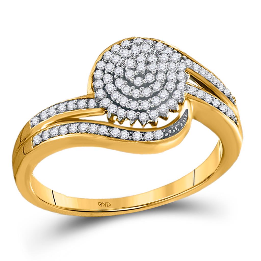 10k Yellow Gold Round Diamond Cluster Ring 1/3 Cttw