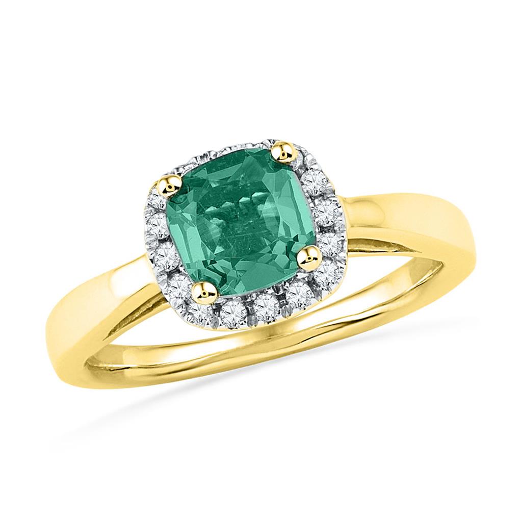 10k Yellow Gold Emerald Created Emerald Solitaire Ring 1-1/2 Cttw