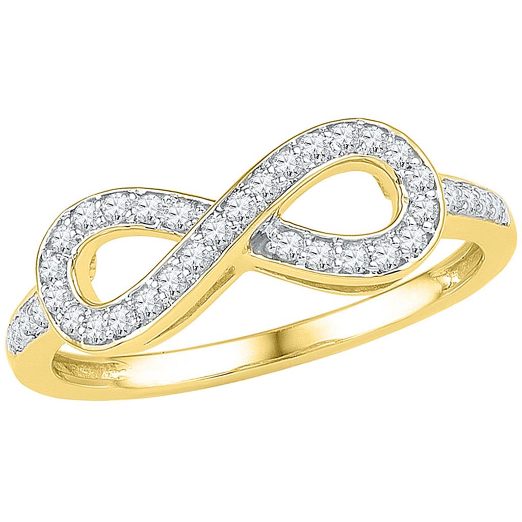 10k Yellow Gold Round Diamond Infinity Ring 1/5 Cttw