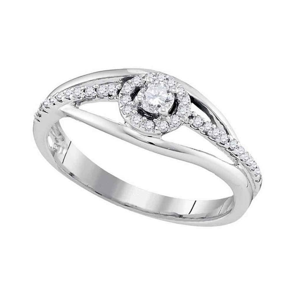 14k White Gold Round Diamond Solitaire Bridal Engagement Ring 1/