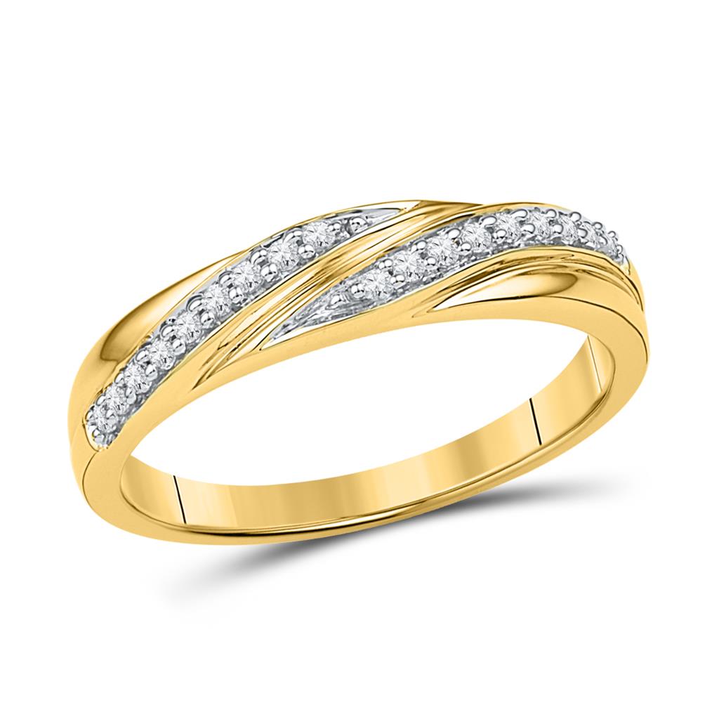 10k Yellow Gold Round Diamond Simple Band Ring 1/10 Cttw