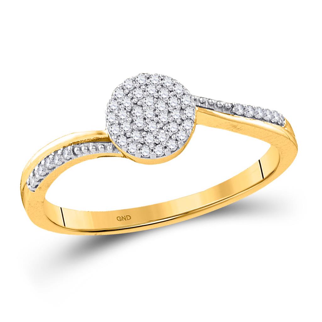 10k Yellow Gold Round Diamond Cluster Ring 1/6 Cttw