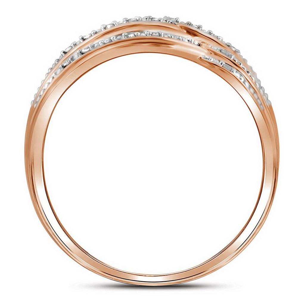 10k Rose Gold Round Diamond Freeform Fashion Ring 1/10 Cttw