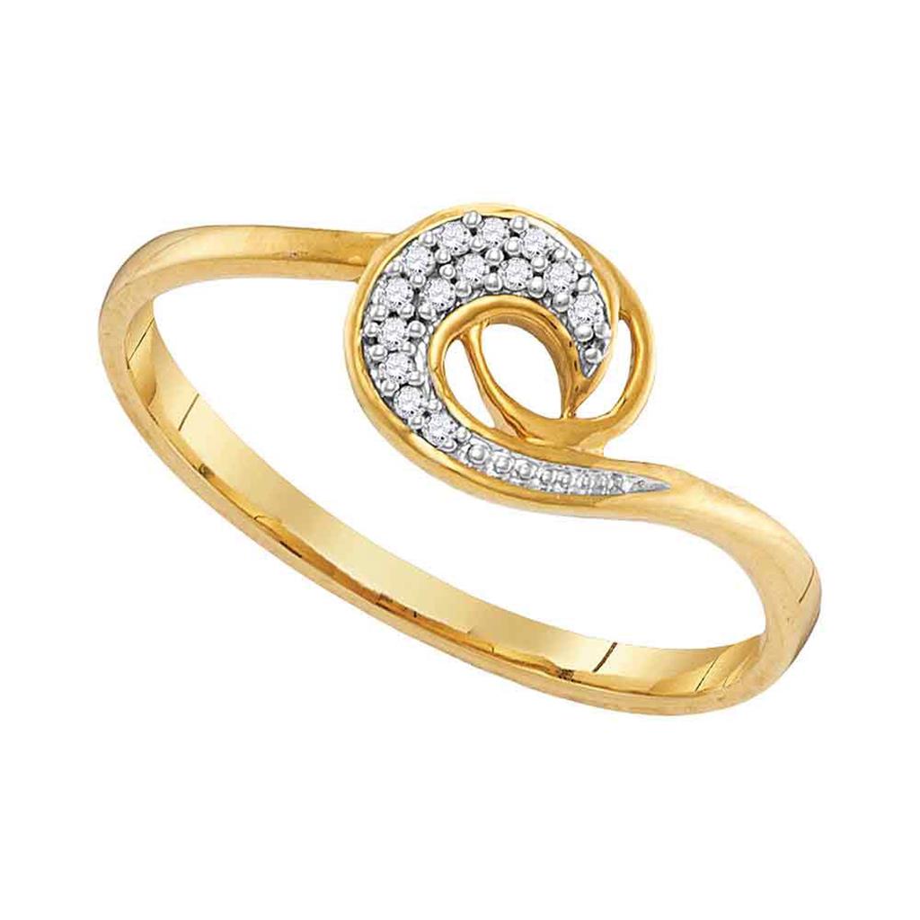 10k Yellow Gold Round Diamond Curl Fashion Ring 1/20 Cttw