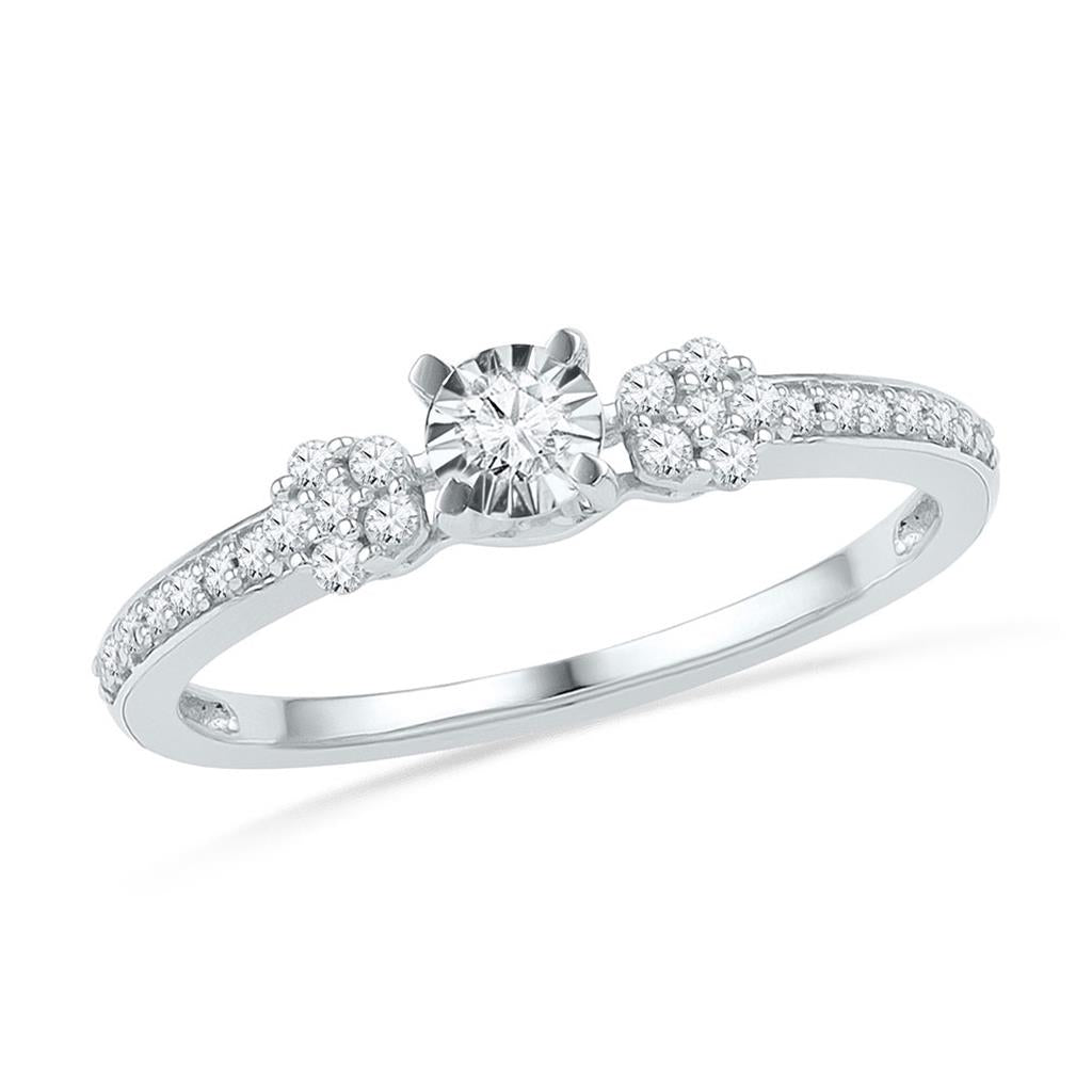 14k White Gold Round Diamond Solitaire Promise Ring 1/4 Cttw