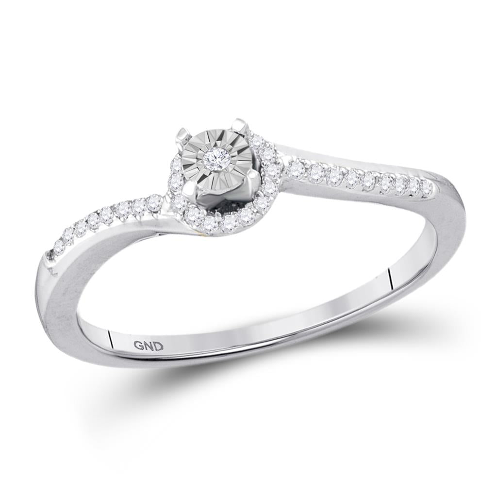 14k White Gold Round Diamond Solitaire Bridal Engagement Ring 1/6 Cttw