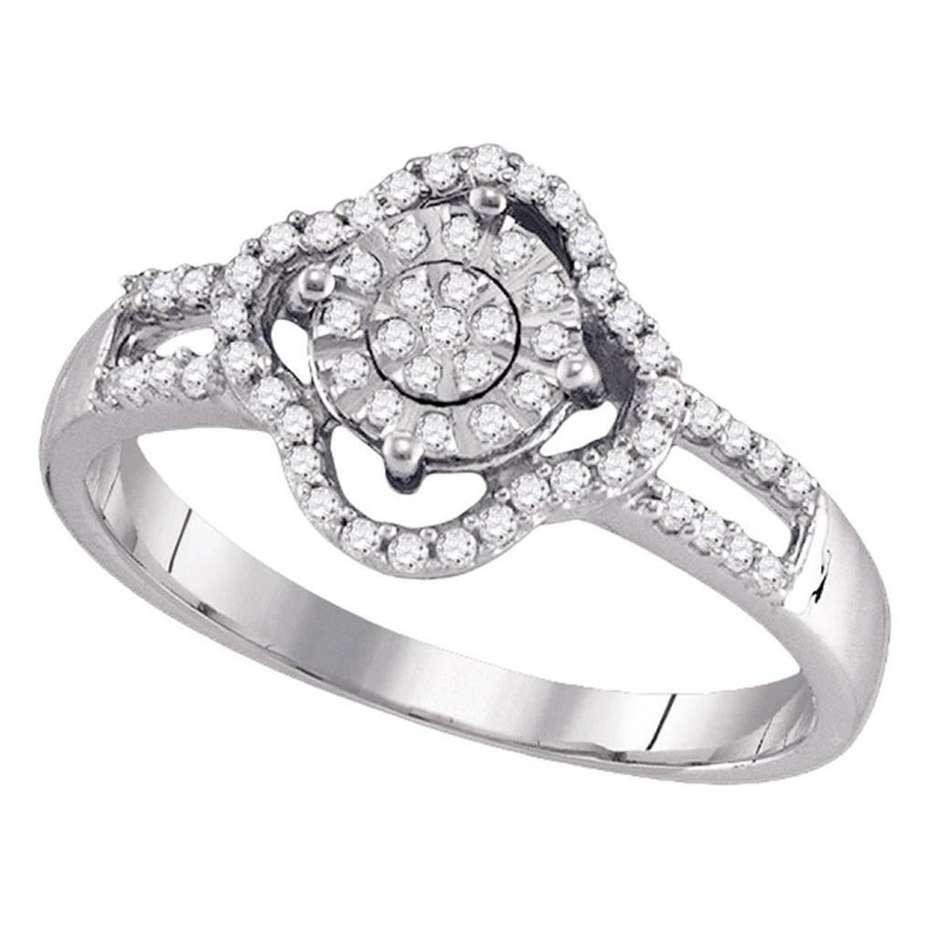 14k White Gold Round Diamond Cluster Ring 1/4 Cttw