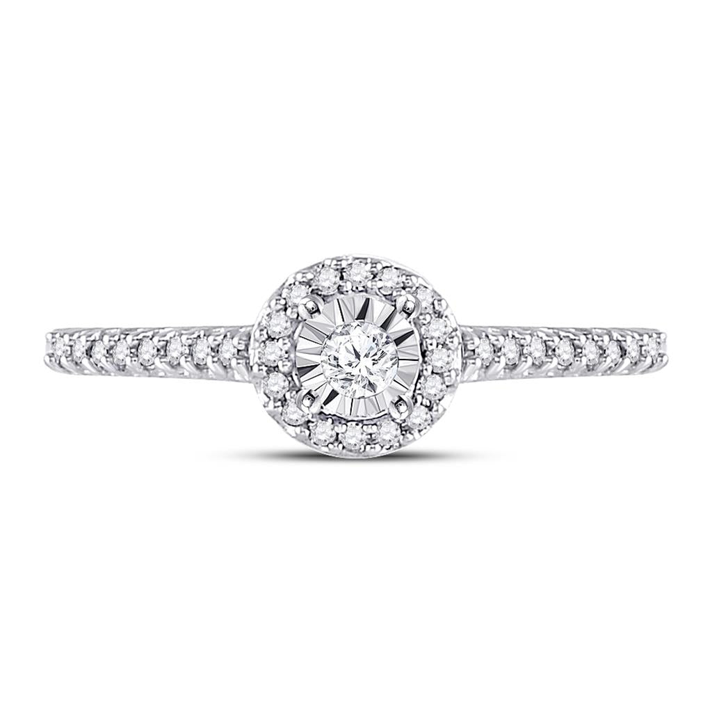 14k White Gold Round Diamond Solitaire Promise Ring 1/4 Cttw