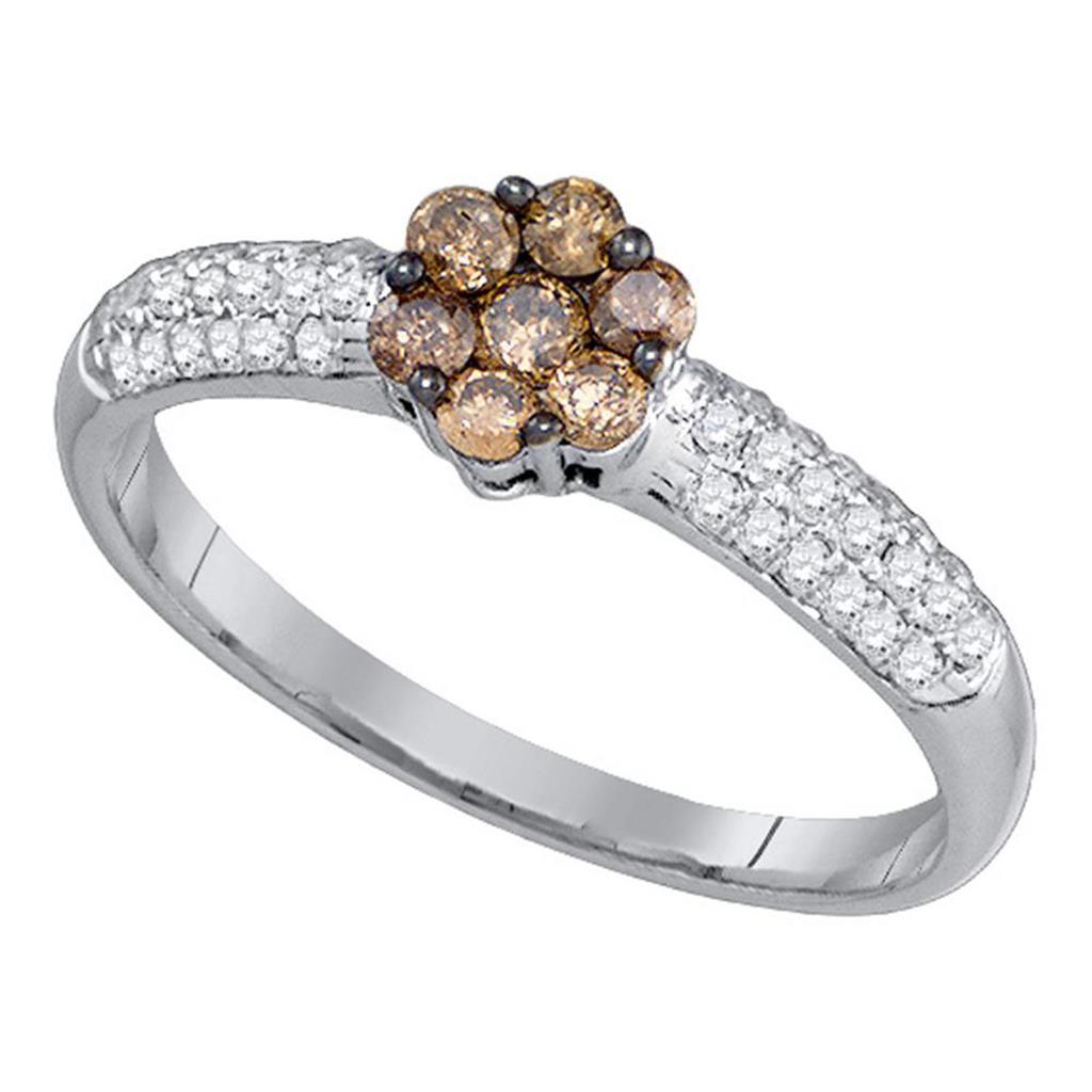 1/2CT-Diamond BROWN FLOWER RING