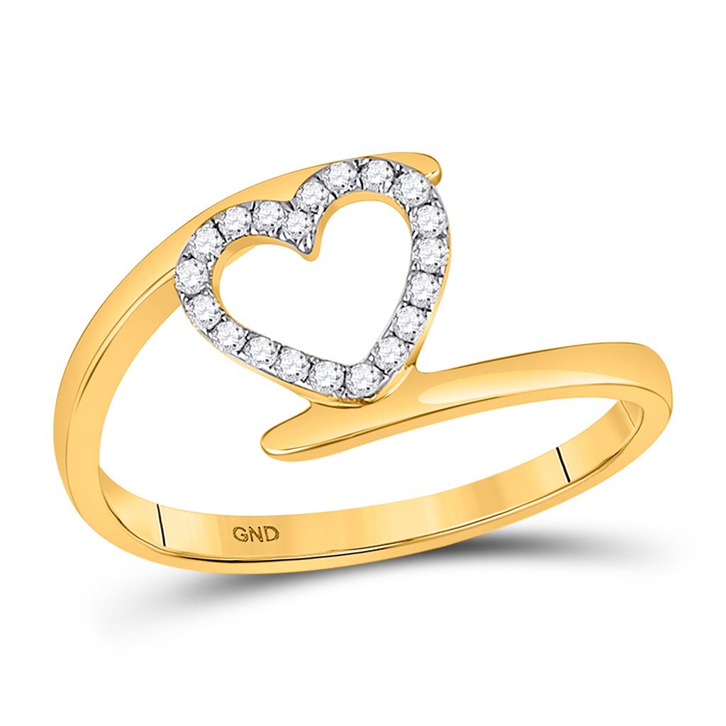 10k Yellow Gold Round Diamond Heart Ring 1/8 Cttw