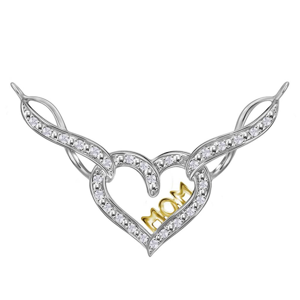 Sterling Silver Round Diamond Mom Infinity Heart Pendant Necklac