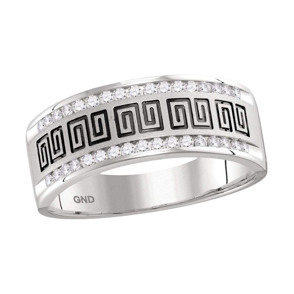 14k White Gold Round Diamond Wedding Machine-Set Band Ring 1/3 Cttw