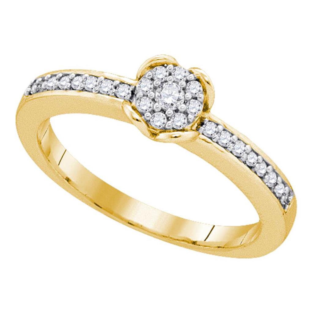 10k Yellow Gold Round Diamond Cluster Ring 1/5 Cttw