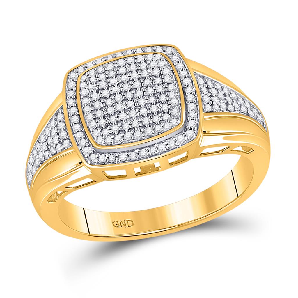 10k Yellow Gold Round Diamond Square Cluster Ring 1/2 Cttw