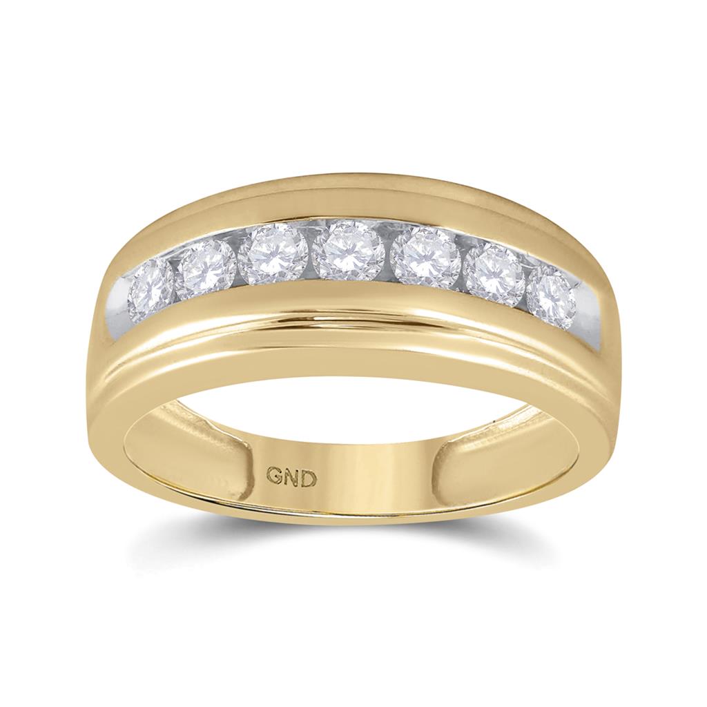 10k Yellow Gold Round Diamond Wedding Channel-Set Band Ring 7/8 Cttw