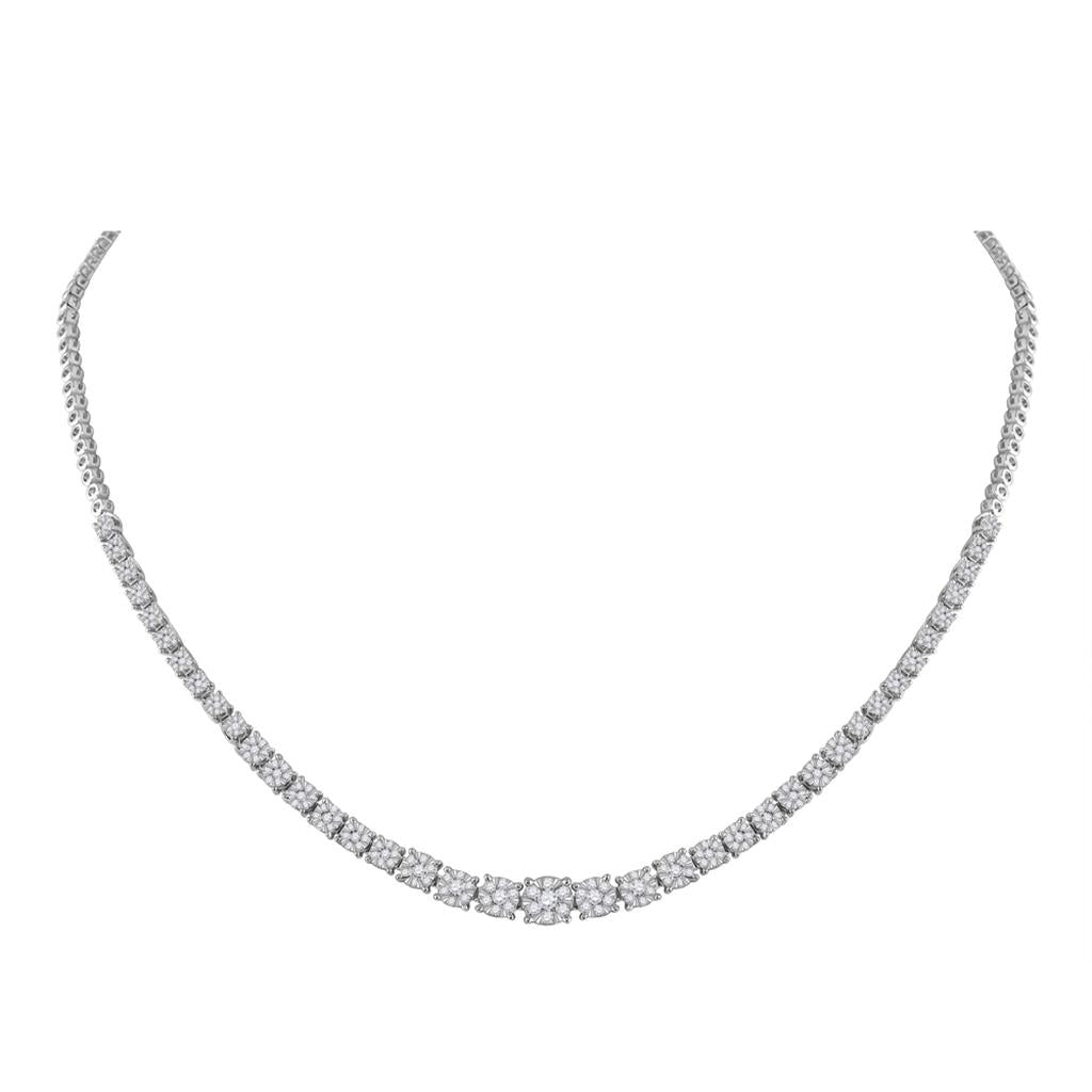 14k White Gold Round Diamond Graduated Tennis Necklace 2-1/3 Ctw