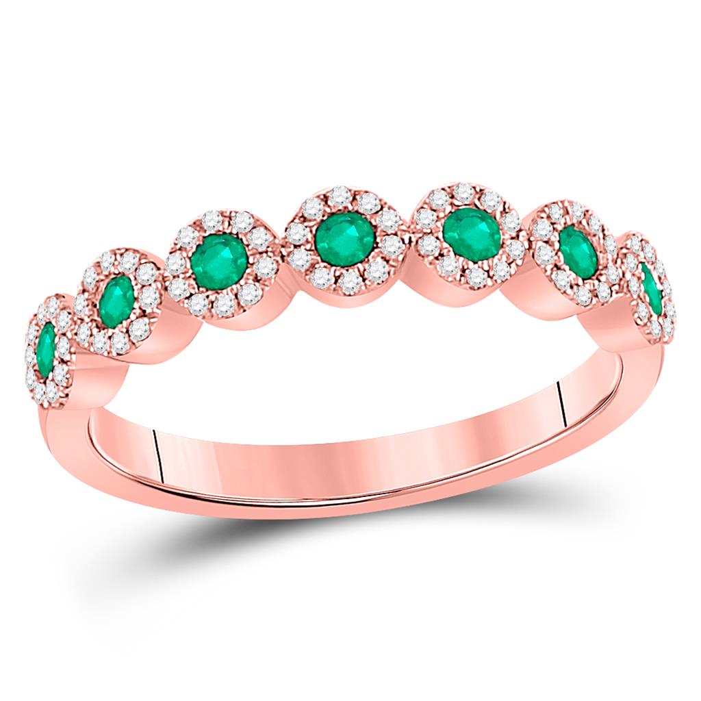 10k Rose Gold Round Emerald Diamond Stackable Band Ring 1/2 Cttw