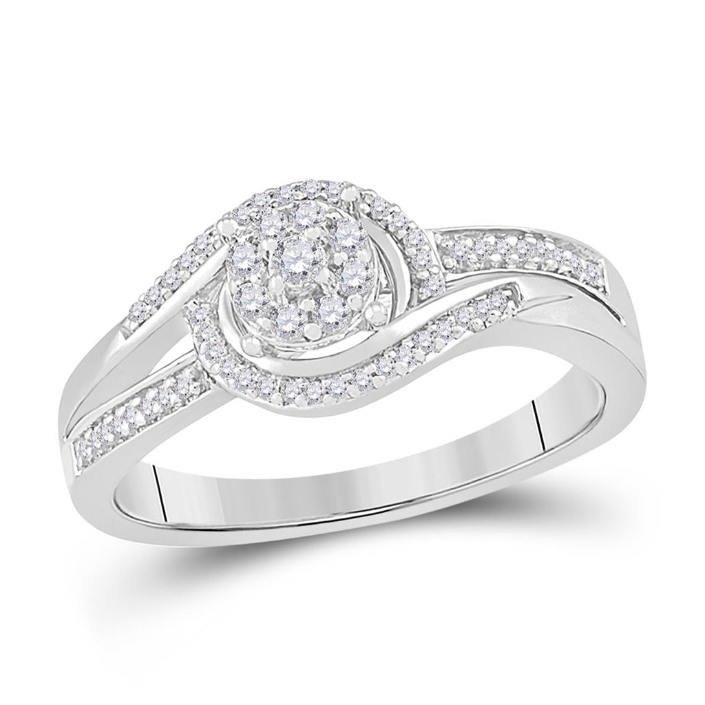 14k White Gold Round Diamond Solitaire Promise Ring 1/5 Cttw