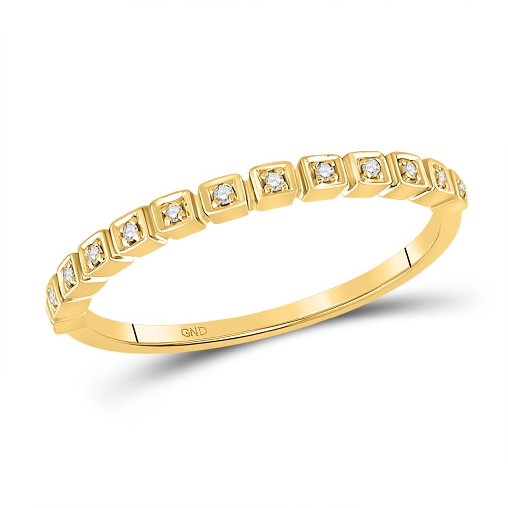 10k Yellow Gold Round Diamond Stackable Band Ring 1/20 Cttw