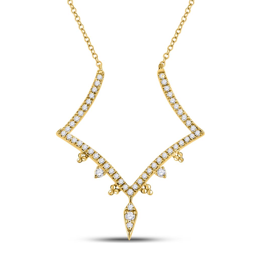 14k Yellow Gold Round Diamond Fashion Necklace 1/4 Cttw