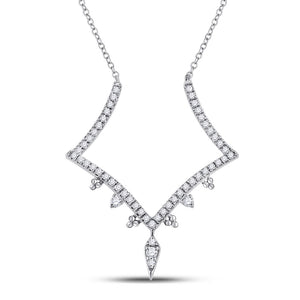 14k White Gold Round Diamond Fashion Necklace 1/4 Cttw