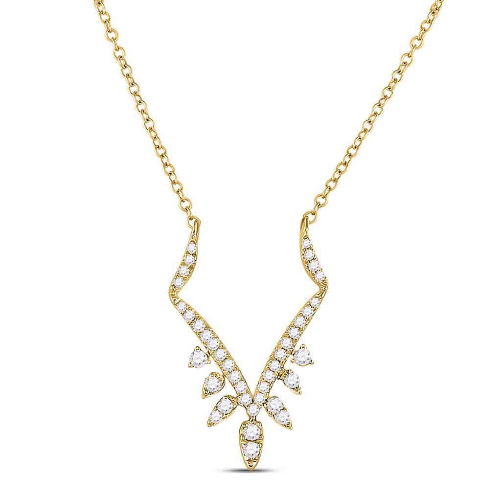 14k Yellow Gold Round Diamond Fashion Necklace 1/4 Cttw