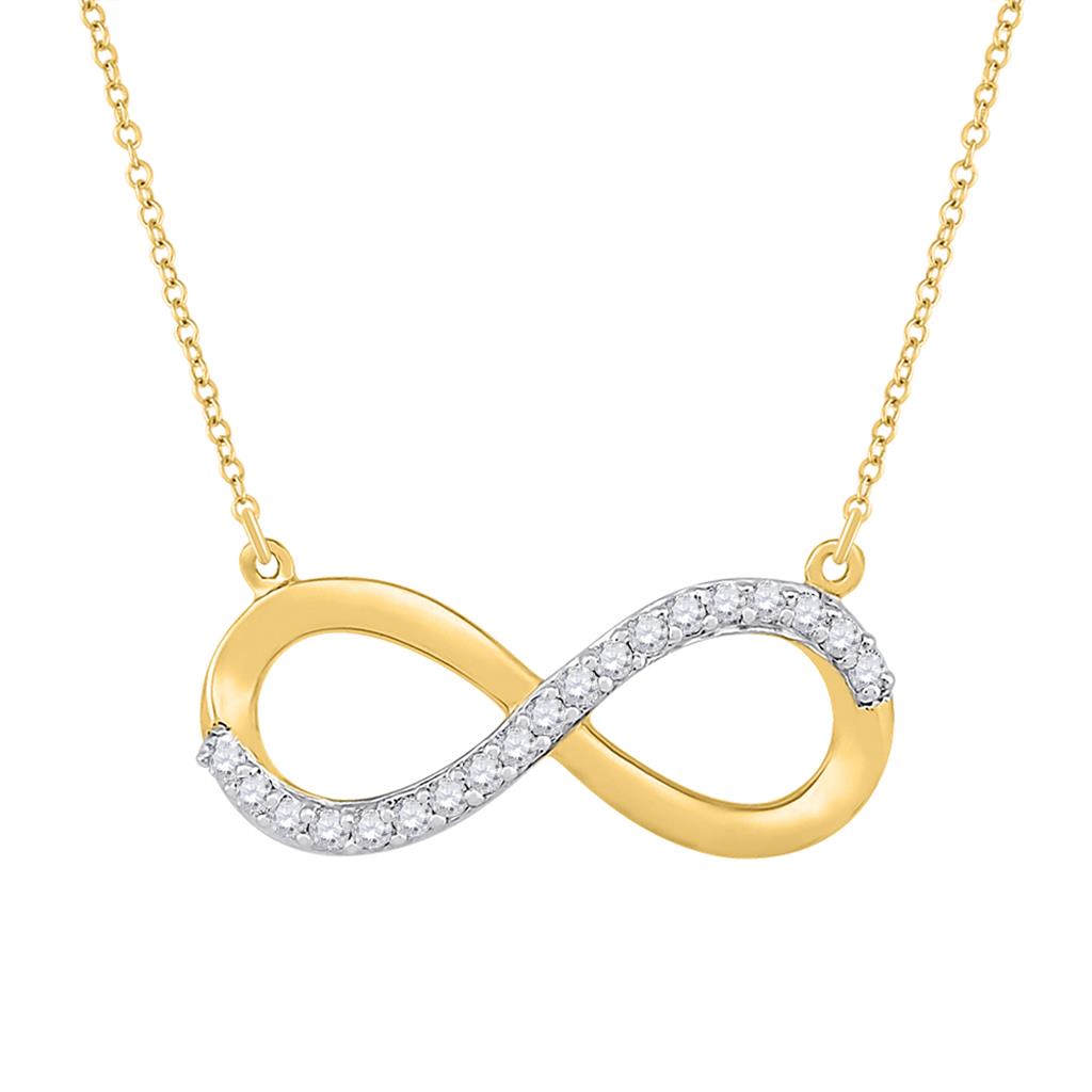 10k Yellow Gold Round Diamond Infinity Necklace 1/20 Cttw