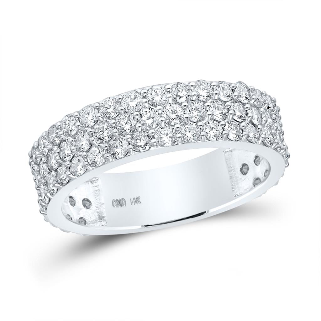 14k White Gold Round Diamond Pave Band Ring 2-7/8 Cttw