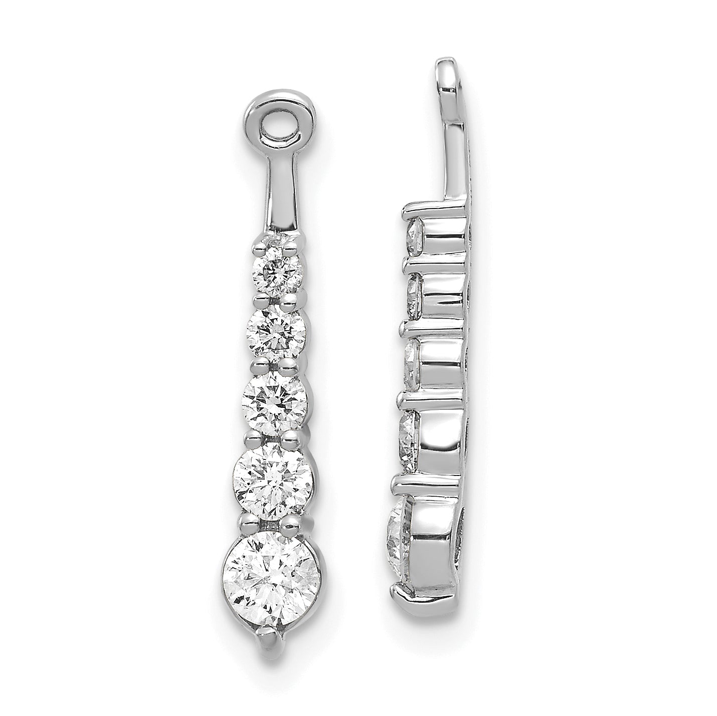 Five Stones Journey Dangle Natural Diamond Earring Jacket in 14K White Gold