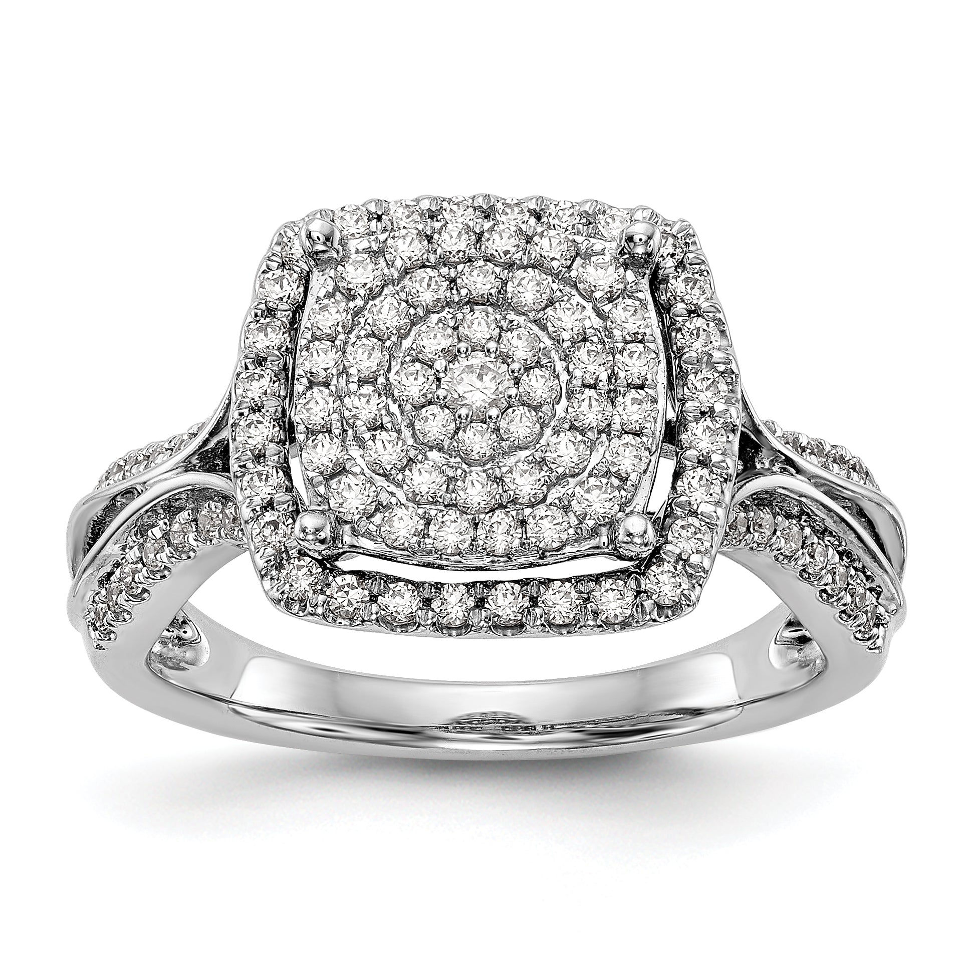 14K White Gold Complete Diamond Cluster Engagement Ring