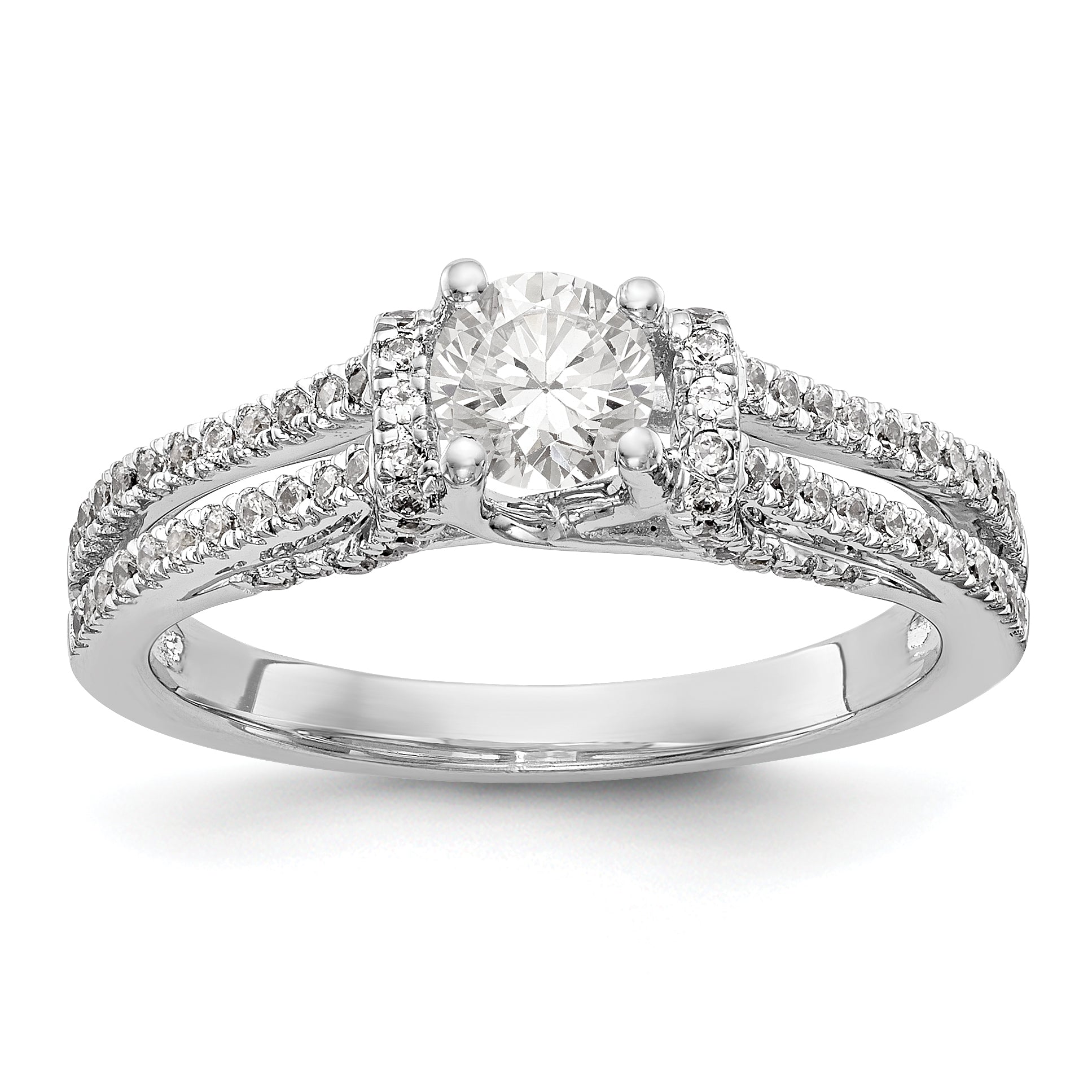 14K White Gold Simulated Diamond Engagement Ring